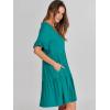 image:imageANRABESS Dresses for Women Summer 2026 V Neck Ruffle Sleeve A Line Tiered Flowy Casual Trendy Mini Beach Dress with PocketsLake Green