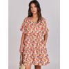 image:imageANRABESS Dresses for Women Summer 2026 V Neck Ruffle Sleeve A Line Tiered Flowy Casual Trendy Mini Beach Dress with PocketsOrange Floral