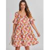 image:imageANRABESS Dresses for Women Summer 2026 V Neck Ruffle Sleeve A Line Tiered Flowy Casual Trendy Mini Beach Dress with PocketsOrange Floral