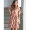 image:imageANRABESS Dresses for Women Summer 2026 V Neck Ruffle Sleeve A Line Tiered Flowy Casual Trendy Mini Beach Dress with PocketsOrange Floral
