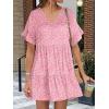 image:imageANRABESS Dresses for Women Summer 2026 V Neck Ruffle Sleeve A Line Tiered Flowy Casual Trendy Mini Beach Dress with PocketsPink Floral