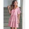 image:imageANRABESS Dresses for Women Summer 2026 V Neck Ruffle Sleeve A Line Tiered Flowy Casual Trendy Mini Beach Dress with PocketsPink Floral