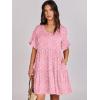 image:imageANRABESS Dresses for Women Summer 2026 V Neck Ruffle Sleeve A Line Tiered Flowy Casual Trendy Mini Beach Dress with PocketsPink Floral