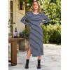 image:imageANRABESS Long Sleeve Midi Dresses for Women Fall Fashion Casual Vacation Crewneck Loose Split Striped Long Tshirts DressBlue White Stripe