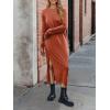 image:imageANRABESS Long Sleeve Midi Dresses for Women Fall Fashion Casual Vacation Crewneck Loose Split Striped Long Tshirts DressBrick Orange