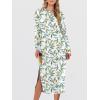 image:imageANRABESS Long Sleeve Midi Dresses for Women Fall Fashion Casual Vacation Crewneck Loose Split Striped Long Tshirts DressFloral Colorful