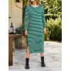 image:imageANRABESS Long Sleeve Midi Dresses for Women Fall Fashion Casual Vacation Crewneck Loose Split Striped Long Tshirts DressGreen White Stripe