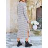 image:imageANRABESS Long Sleeve Midi Dresses for Women Fall Fashion Casual Vacation Crewneck Loose Split Striped Long Tshirts DressGrey White Stripe