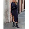 image:imageANRABESS Long Sleeve Midi Dresses for Women Fall Fashion Casual Vacation Crewneck Loose Split Striped Long Tshirts DressNavy Blue