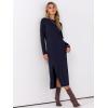 image:imageANRABESS Long Sleeve Midi Dresses for Women Fall Fashion Casual Vacation Crewneck Loose Split Striped Long Tshirts DressNavy Blue