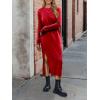 image:imageANRABESS Long Sleeve Midi Dresses for Women Fall Fashion Casual Vacation Crewneck Loose Split Striped Long Tshirts DressRed