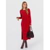 image:imageANRABESS Long Sleeve Midi Dresses for Women Fall Fashion Casual Vacation Crewneck Loose Split Striped Long Tshirts DressRed