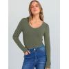 image:imageANRABESS Long Sleeve Shirts for Women V Neck Ribbed Knit Fitted Fall Basic Tshirts Going Out Tops 2026 Casual Trendy ClothesArmy Green