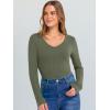 image:imageANRABESS Long Sleeve Shirts for Women V Neck Ribbed Knit Fitted Fall Basic Tshirts Going Out Tops 2026 Casual Trendy ClothesArmy Green