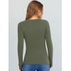 image:imageANRABESS Long Sleeve Shirts for Women V Neck Ribbed Knit Fitted Fall Basic Tshirts Going Out Tops 2026 Casual Trendy ClothesArmy Green