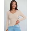 image:imageANRABESS Long Sleeve Shirts for Women V Neck Ribbed Knit Fitted Fall Basic Tshirts Going Out Tops 2026 Casual Trendy ClothesBeige