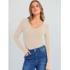 image:imageANRABESS Long Sleeve Shirts for Women V Neck Ribbed Knit Fitted Fall Basic Tshirts Going Out Tops 2026 Casual Trendy ClothesBeige