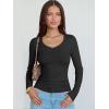 image:imageANRABESS Long Sleeve Shirts for Women V Neck Ribbed Knit Fitted Fall Basic Tshirts Going Out Tops 2026 Casual Trendy ClothesBlack