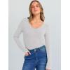 image:imageANRABESS Long Sleeve Shirts for Women V Neck Ribbed Knit Fitted Fall Basic Tshirts Going Out Tops 2026 Casual Trendy ClothesBright Grey