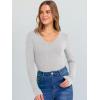 image:imageANRABESS Long Sleeve Shirts for Women V Neck Ribbed Knit Fitted Fall Basic Tshirts Going Out Tops 2026 Casual Trendy ClothesBright Grey