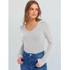 image:imageANRABESS Long Sleeve Shirts for Women V Neck Ribbed Knit Fitted Fall Basic Tshirts Going Out Tops 2026 Casual Trendy ClothesBright Grey