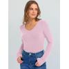 image:imageANRABESS Long Sleeve Shirts for Women V Neck Ribbed Knit Fitted Fall Basic Tshirts Going Out Tops 2026 Casual Trendy ClothesBright Pink