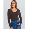 image:imageANRABESS Long Sleeve Shirts for Women V Neck Ribbed Knit Fitted Fall Basic Tshirts Going Out Tops 2026 Casual Trendy ClothesCoffee