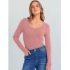 image:imageANRABESS Long Sleeve Shirts for Women V Neck Ribbed Knit Fitted Fall Basic Tshirts Going Out Tops 2026 Casual Trendy ClothesCoral Pink