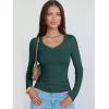 image:imageANRABESS Long Sleeve Shirts for Women V Neck Ribbed Knit Fitted Fall Basic Tshirts Going Out Tops 2026 Casual Trendy ClothesDeep Green