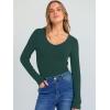 image:imageANRABESS Long Sleeve Shirts for Women V Neck Ribbed Knit Fitted Fall Basic Tshirts Going Out Tops 2026 Casual Trendy ClothesDeep Green