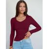 image:imageANRABESS Long Sleeve Shirts for Women V Neck Ribbed Knit Fitted Fall Basic Tshirts Going Out Tops 2026 Casual Trendy ClothesDeep Red