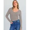 image:imageANRABESS Long Sleeve Shirts for Women V Neck Ribbed Knit Fitted Fall Basic Tshirts Going Out Tops 2026 Casual Trendy ClothesGray Khaki