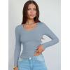 image:imageANRABESS Long Sleeve Shirts for Women V Neck Ribbed Knit Fitted Fall Basic Tshirts Going Out Tops 2026 Casual Trendy ClothesGrey Blue