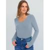 image:imageANRABESS Long Sleeve Shirts for Women V Neck Ribbed Knit Fitted Fall Basic Tshirts Going Out Tops 2026 Casual Trendy ClothesGrey Blue