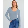 image:imageANRABESS Long Sleeve Shirts for Women V Neck Ribbed Knit Fitted Fall Basic Tshirts Going Out Tops 2026 Casual Trendy ClothesGrey Blue