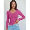 image:imageANRABESS Long Sleeve Shirts for Women V Neck Ribbed Knit Fitted Fall Basic Tshirts Going Out Tops 2026 Casual Trendy ClothesHot Pink