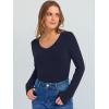 image:imageANRABESS Long Sleeve Shirts for Women V Neck Ribbed Knit Fitted Fall Basic Tshirts Going Out Tops 2026 Casual Trendy ClothesNavy Blue
