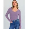 image:imageANRABESS Long Sleeve Shirts for Women V Neck Ribbed Knit Fitted Fall Basic Tshirts Going Out Tops 2026 Casual Trendy ClothesPurple