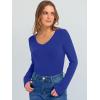 image:imageANRABESS Long Sleeve Shirts for Women V Neck Ribbed Knit Fitted Fall Basic Tshirts Going Out Tops 2026 Casual Trendy ClothesRoyal Blue