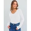 image:imageANRABESS Long Sleeve Shirts for Women V Neck Ribbed Knit Fitted Fall Basic Tshirts Going Out Tops 2026 Casual Trendy ClothesWhite