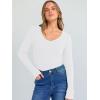 image:imageANRABESS Long Sleeve Shirts for Women V Neck Ribbed Knit Fitted Fall Basic Tshirts Going Out Tops 2026 Casual Trendy ClothesWhite