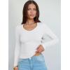 image:imageANRABESS Long Sleeve Shirts for Women V Neck Ribbed Knit Fitted Fall Basic Tshirts Going Out Tops 2026 Casual Trendy ClothesWhite