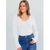 image:imageANRABESS Long Sleeve Shirts for Women V Neck Ribbed Knit Fitted Fall Basic Tshirts Going Out Tops 2026 Casual Trendy ClothesWhite