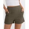 image:imageANRABESS Shorts for Women Summer Casual Elastic High Waist Lounge Comfy Dress Shorts with Pockets 2026 Beach Vacation ClothesArmy