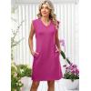 image:imageANRABESS Summer Dresses for Women 2026 Casual V Neck Sleeveless Split WrinkleFree Mini Dress Beach Vacation Short SundressHot Pink