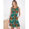 image:imageANRABESS Summer Dresses for Women Beach Floral Tshirt Sundress Loose Casual Boho Tank Dress with Pocket Vacation OutfitsOrange Red Blue Leaf