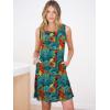 image:imageANRABESS Summer Dresses for Women Beach Floral Tshirt Sundress Loose Casual Boho Tank Dress with Pocket Vacation OutfitsOrange Red Blue Leaf