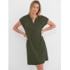 image:imageANRABESS Summer Dresses for Women Casual V Neck Short Sleeve Mini Tshirt Dress 2026 Loose Fit Beach Vacation Shift SundressArmy Green