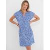 image:imageANRABESS Summer Dresses for Women Casual V Neck Short Sleeve Mini Tshirt Dress 2026 Loose Fit Beach Vacation Shift SundressFloral Blue White