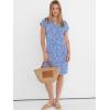 image:imageANRABESS Summer Dresses for Women Casual V Neck Short Sleeve Mini Tshirt Dress 2026 Loose Fit Beach Vacation Shift SundressFloral Blue White
